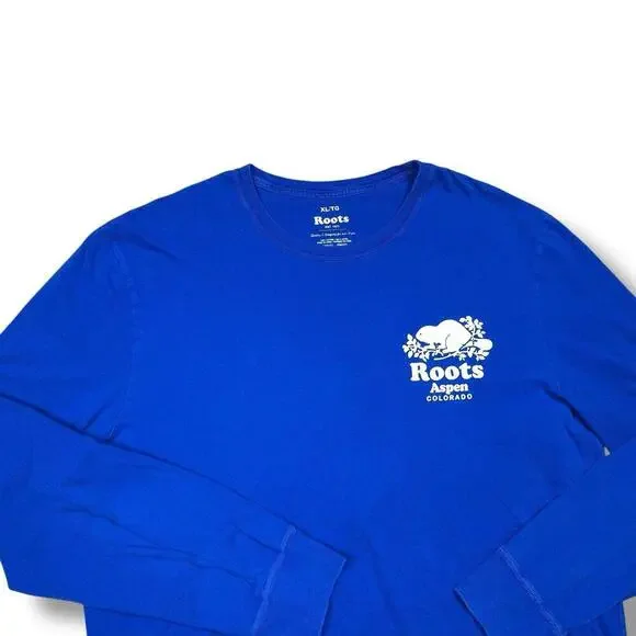 Roots Aspen Colorado Royal Blue Beaver Long Sleeve Tee - Picture 3 of 8